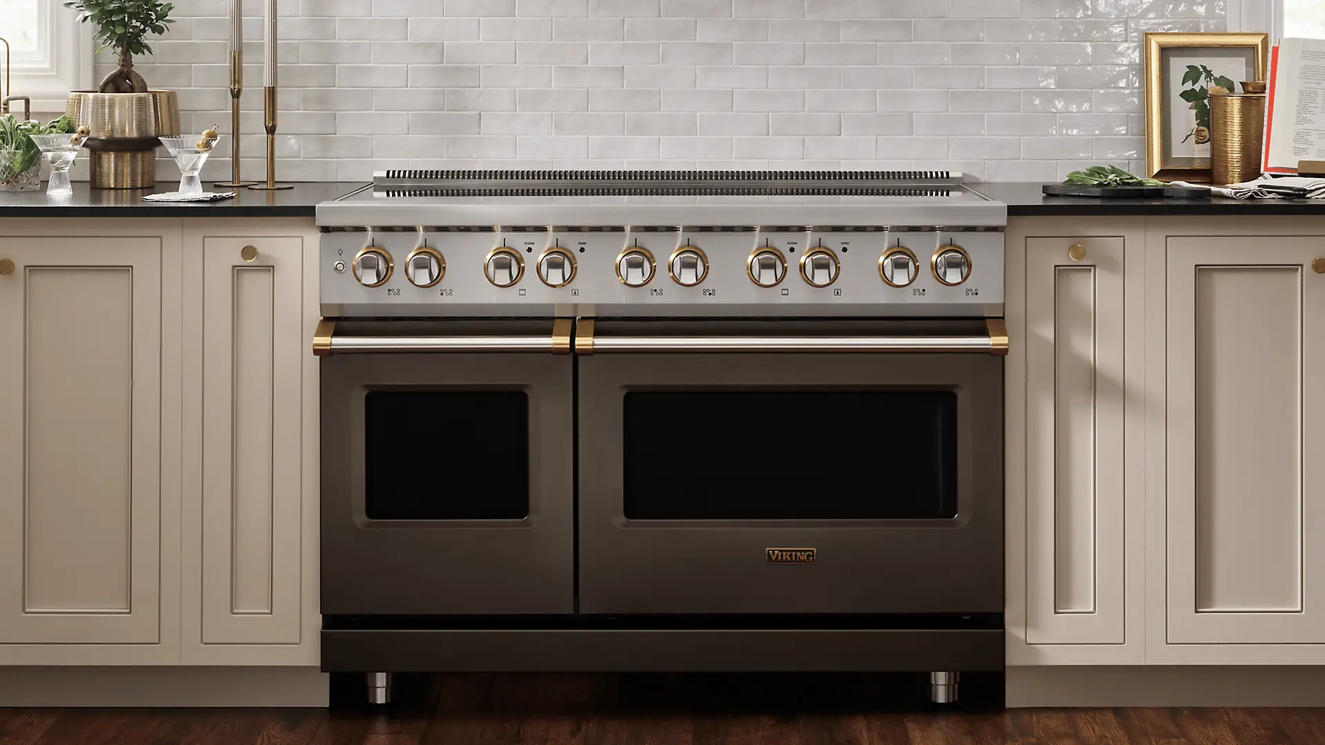 Luxurious Viking kitchen range and oven.